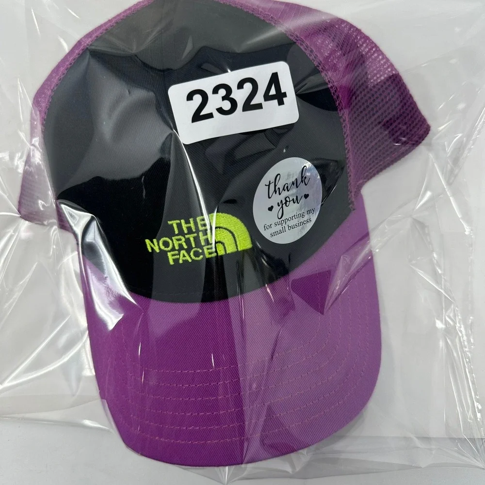 The North Face Hat Unisex OS Purple Black Mudder Trucker Snapback Mesh Cap Logo